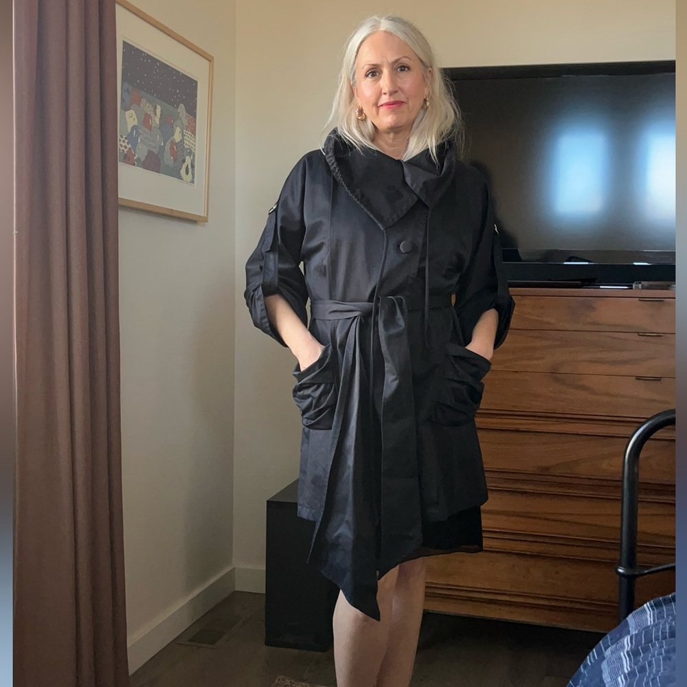 C Luce black satin evening jacket